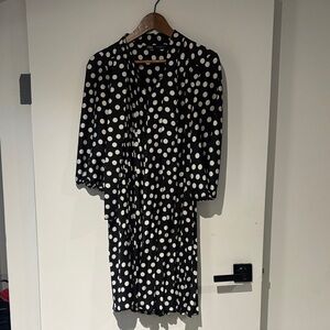 Zara Black and White Polka Dot Long Sleeve Dress